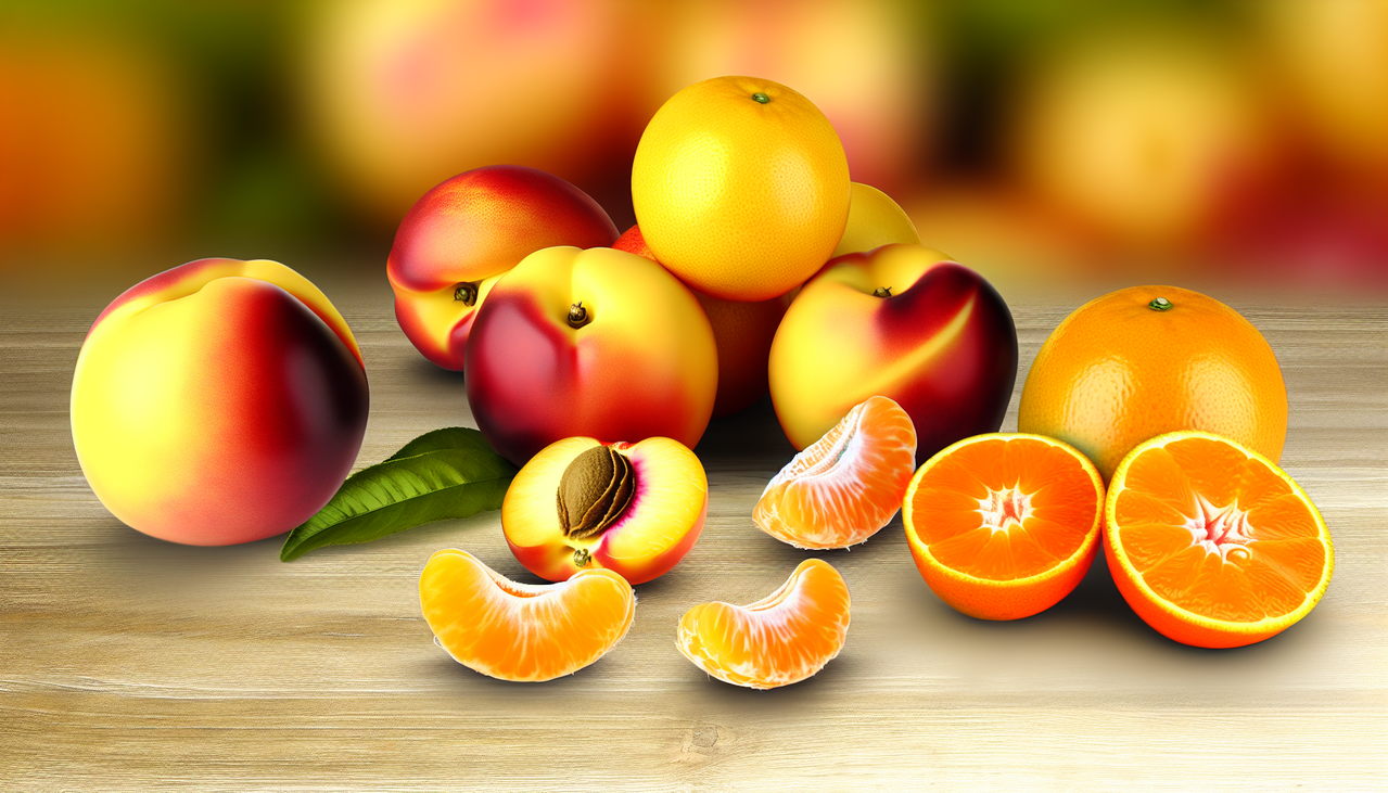 Une composition de fruits frais et colorés commençant par la lettre N.